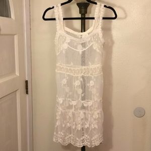 Unique & Feminine Cream Sheer Lace Dress